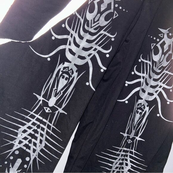 💕 Dead Threads Vintage 90s Rare ReflectiveBondage Pants Men's Black Graphic L - Picture 4 of 11